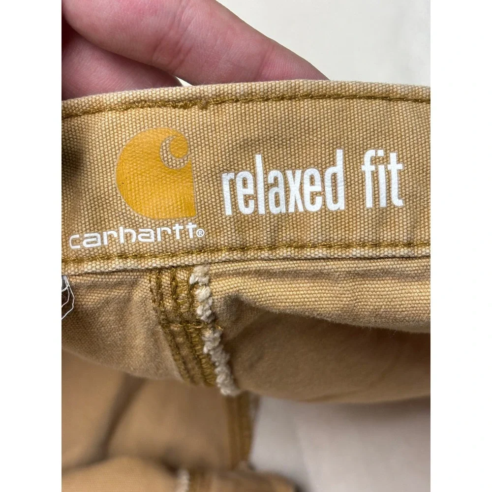 Carhartt Cotton Canvas Pants Men's 44x32 Double Knee Front 102802-918‎ Brown Tan